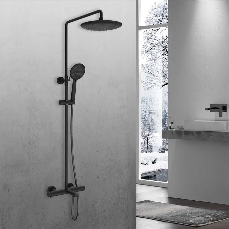 Душевая стойка Vincea Desire VSFS-1D1TMB, с термостатом, черная матовая Sancos — официальный сайт