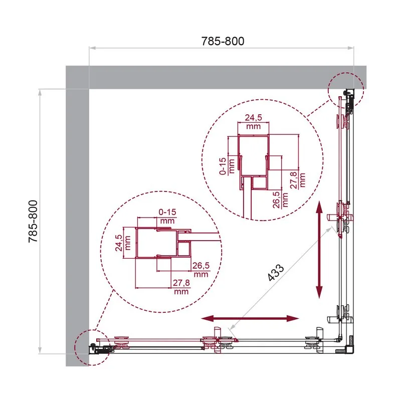 Душевой уголок BelBagno Luce A-2-80-C-ORO 80x80, профиль золото, стекло прозрачное Sancos — официальный сайт