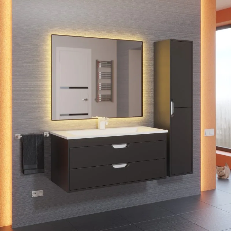 Шкаф-пенал для ванной Uperwood Modul 35 подвесной, матовый черный Sancos — официальный сайт