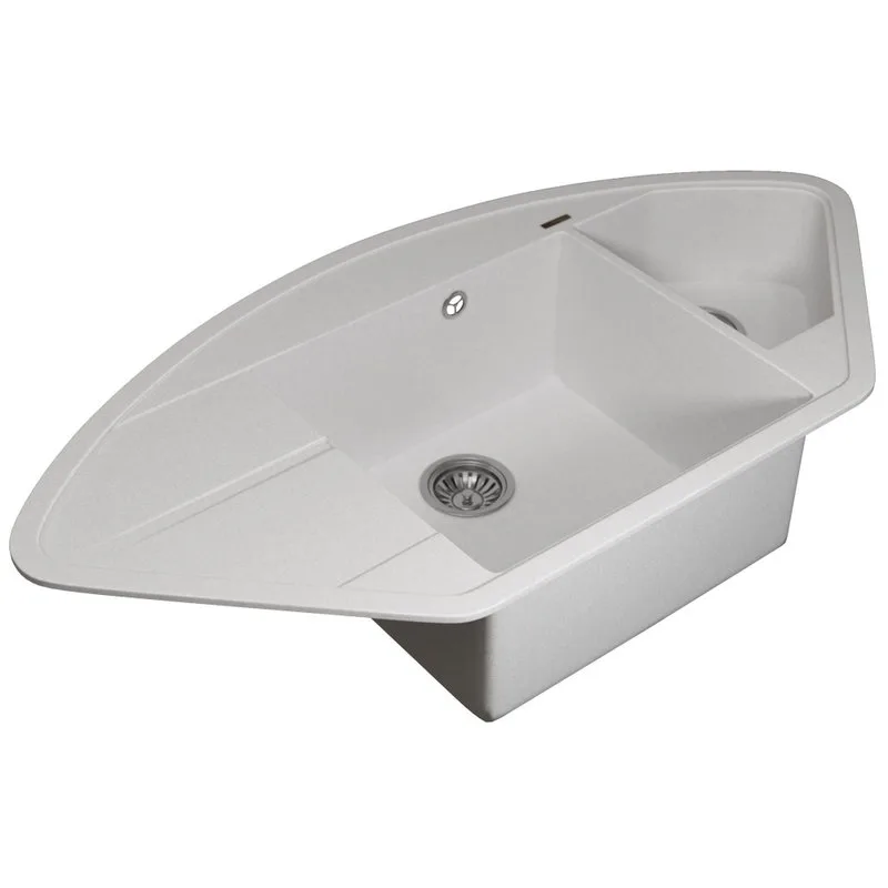 Кухонная мойка кварцевая Uperwood Quartz UPD-06-01, угловая двухсекционная, белая Sancos — официальный сайт