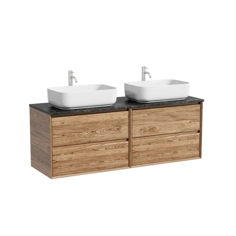 Тумба с раковиной Sancos Marmi 2.0 140 дуб чарльстон, столешница черный мрамор TT140A1X, раковина CN Sancos — официальный сайт