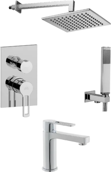 Комплект для ванной Paffoni Ringo KITRIN018CR071 С ВНУТРЕННЕЙ ЧАСТЬЮ, верхний душ 20 см, хром Sancos — Оригинал