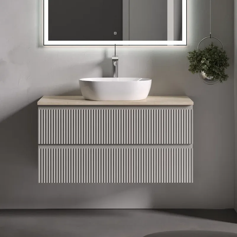 Тумба с раковиной Sancos Snob R 100 см, beige soft, столешница бежевая, раковина CN5010 Sancos — официальный сайт