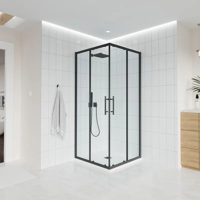 Душевой уголок Veconi Evo 300 B 100х100 см, профиль матовый черный, стекло прозрачное Sancos — официальный сайт