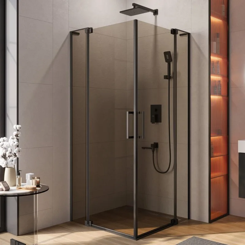Душевой уголок Cezares Slider AH 2 90/100-100/110 BR Nero профиль черный, стекло бронза Sancos — официальный сайт