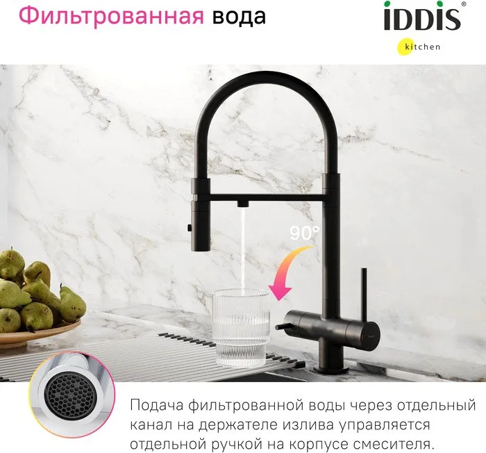 Смеситель для кухни IDDIS Ace ACEBLFFi05, черный матовый, с гибким изливом Sancos — официальный сайт