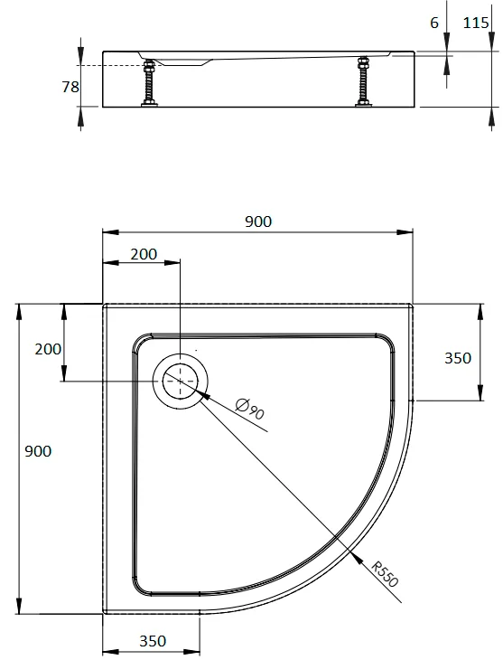 Поддон для душа Radaway Doros A Compact 90x90 с сифоном Sancos — официальный сайт