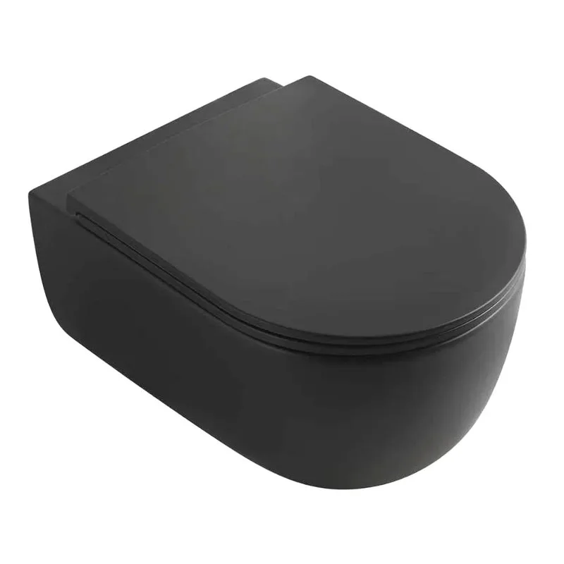 Унитаз подвесной Veconi Rino VRI-49TB безободковый, с микролифтом, матовый черный Sancos — официальный сайт