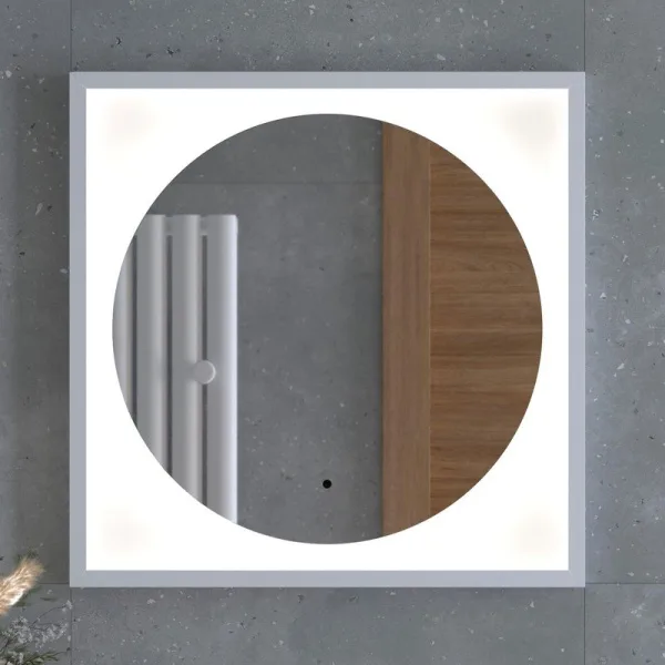 Зеркало Defesto Eclipse DF 2226R 60х60 белая рама, с LED-подсветкой, 4500К, инфракрасный выключатель
