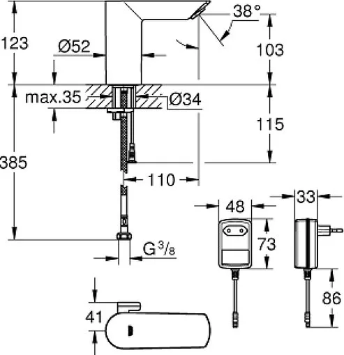 Смеситель для раковины Grohe Bau Cosmopolitan E 36453000 Sancos — официальный сайт