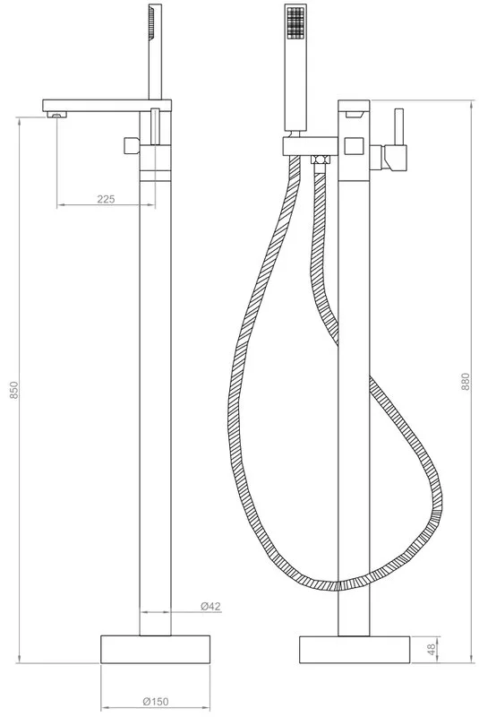 Напольный смеситель для ванны с душем RGW Shower Panels SP-350B, черный Sancos — официальный сайт
