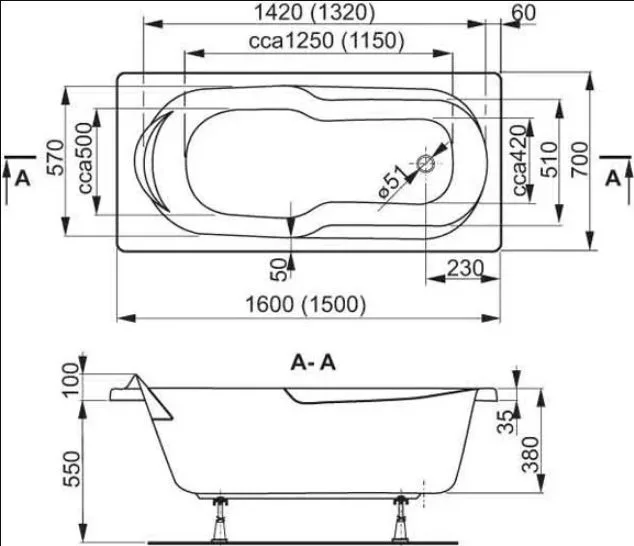 Акриловая ванна Vagnerplast Nymfa VPBA167NYM2E-04 без опоры 160x70 см, пристенная, ультрабелая Sancos — Оригинал