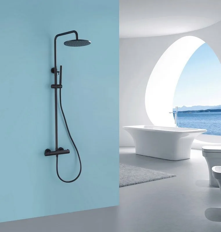 Душевая стойка Abber Wasser Kreis AF8160B, матовая черная Sancos — официальный сайт