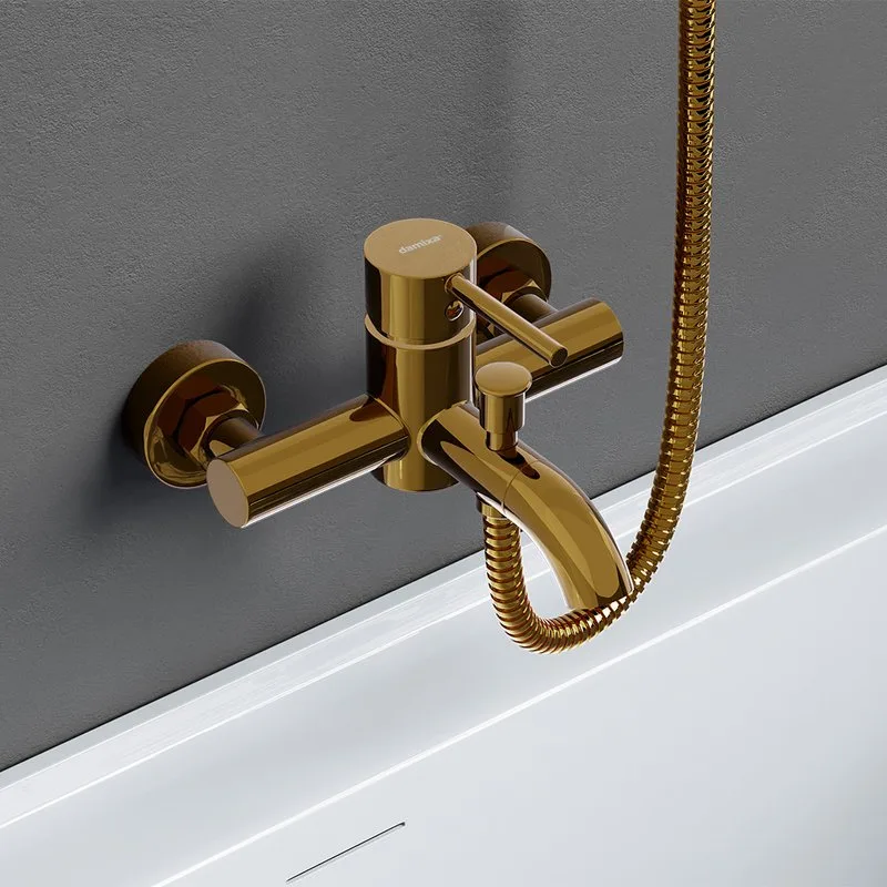 Смеситель для ванны с душем Damixa Scandinavian Pure 361000600, золото Sancos — официальный сайт