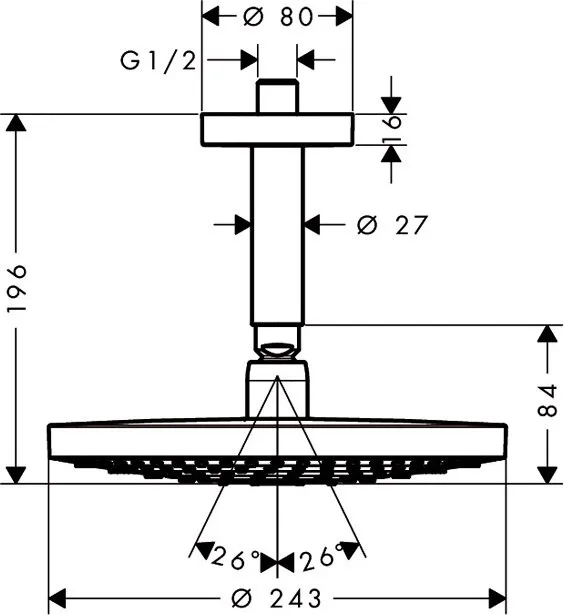 Верхний душ Hansgrohe Raindance Select S 240 2jet 26467000 Sancos — официальный сайт