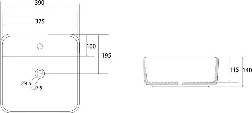 Накладная раковина Abber Rechteck AC2215 белая Sancos — официальный сайт