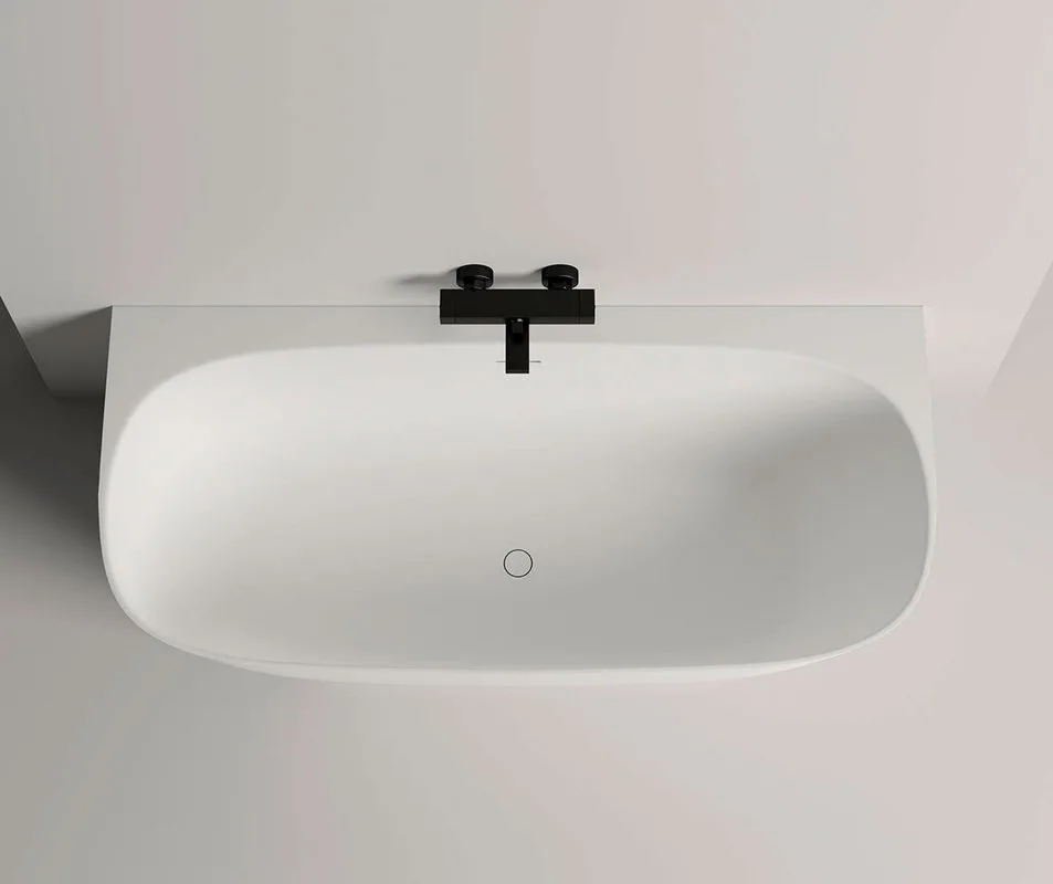 Ванна из искусственного камня Salini Sofia Wall 180x85 см, пристенная, матовая белая, со сливом-пере Sancos — официальный сайт