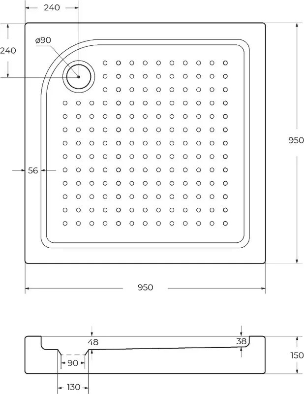 Поддон для душа BelBagno Tray 95х95 с сифоном Sancos — официальный сайт