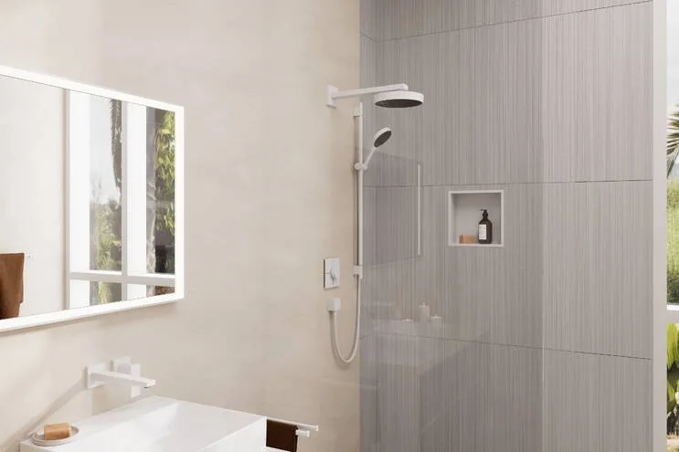 Кронштейн для верхнего душа Hansgrohe Square 27694700 38,9 см, матовый белый Sancos — официальный сайт