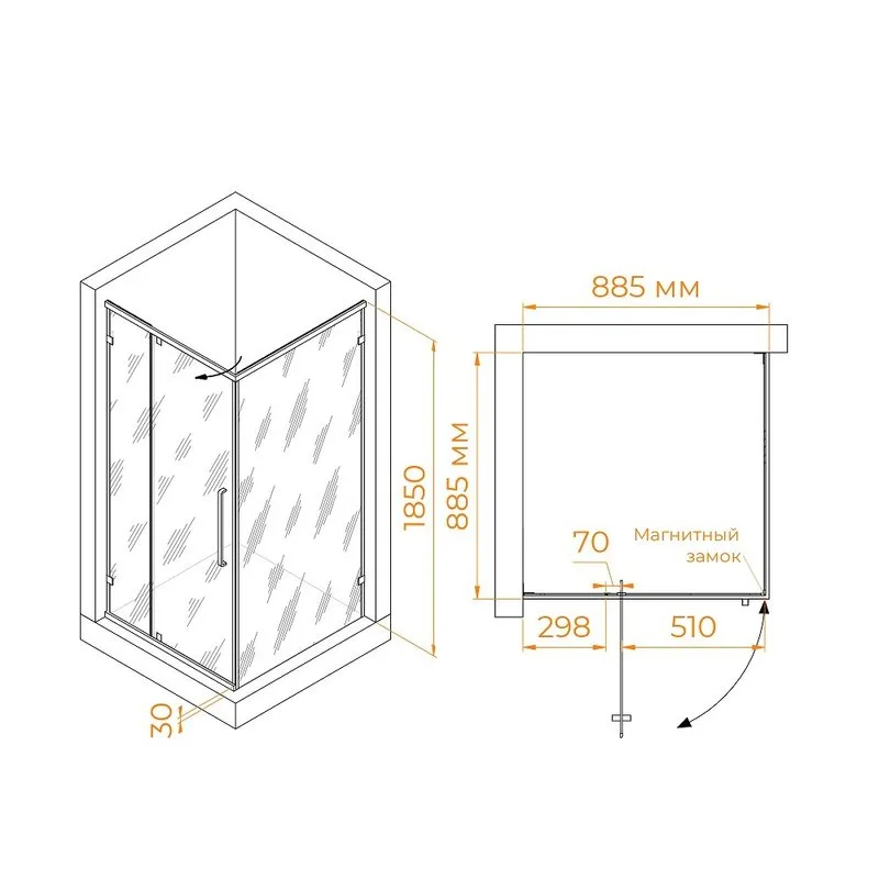 Душевой уголок RGW Classic CL-035-B 90х90x185, профиль матовый черный, стекло прозрачное Sancos — официальный сайт