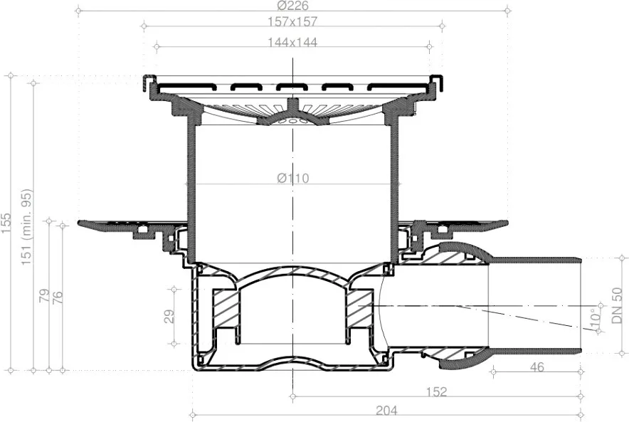 Душевой трап Pestan Square Mask Square 1 Mask 13000073, хром Sancos — официальный сайт