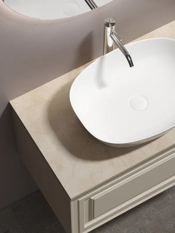 Тумба с раковиной Sancos Very 80 см, beige soft, столешница бежевая, раковина CN5005 Sancos — официальный сайт