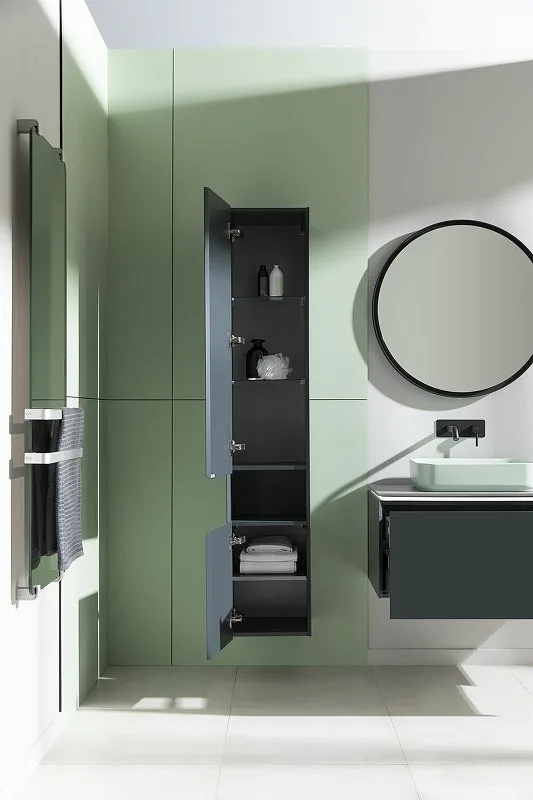 Шкаф-пенал для ванной Allen Brau Infinity 35 L подвесной, антрацит матовый Sancos — официальный сайт