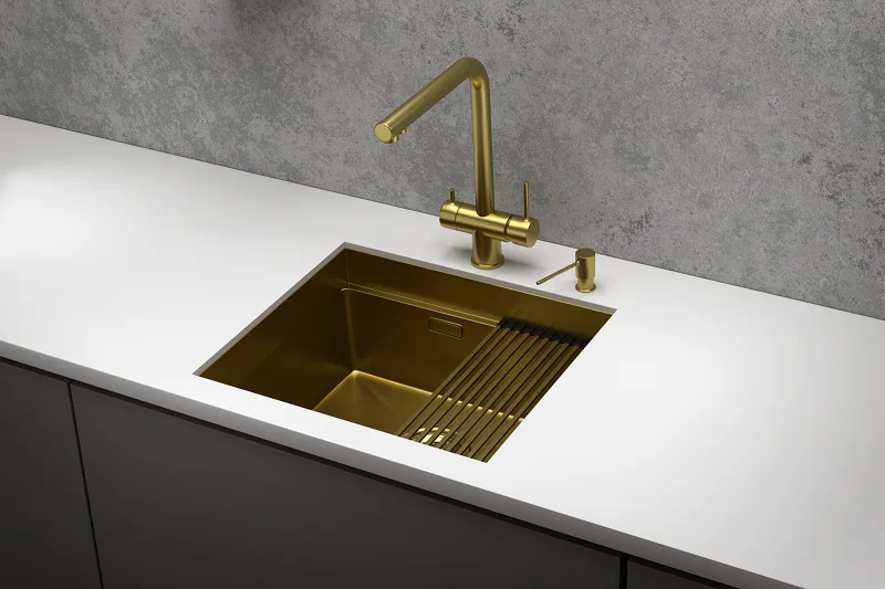 Мойка кухонная Granula Kitchen Space 5045U, золото сатин Sancos — официальный сайт