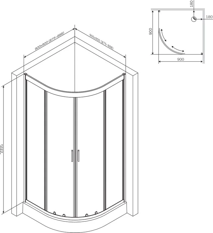 Душевой уголок AM.PM Gem W90G-401-090BT 90x90, профиль черный Sancos — официальный сайт