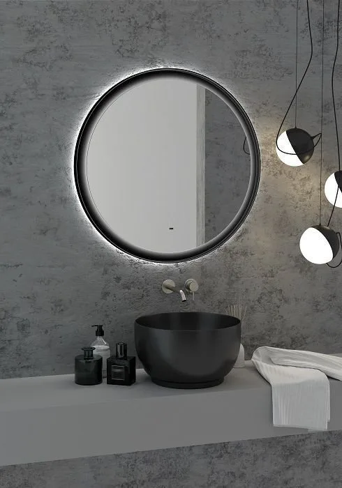 Зеркало круглое Art&Max Napoli 80 черное Sancos — официальный сайт