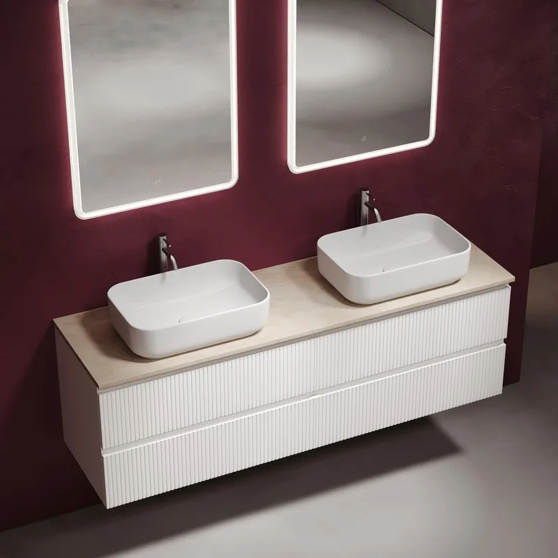 Тумба с раковиной Sancos Snob T 160 bianco, столешница бежевая TT160A2X, раковина CN5043 Sancos — официальный сайт