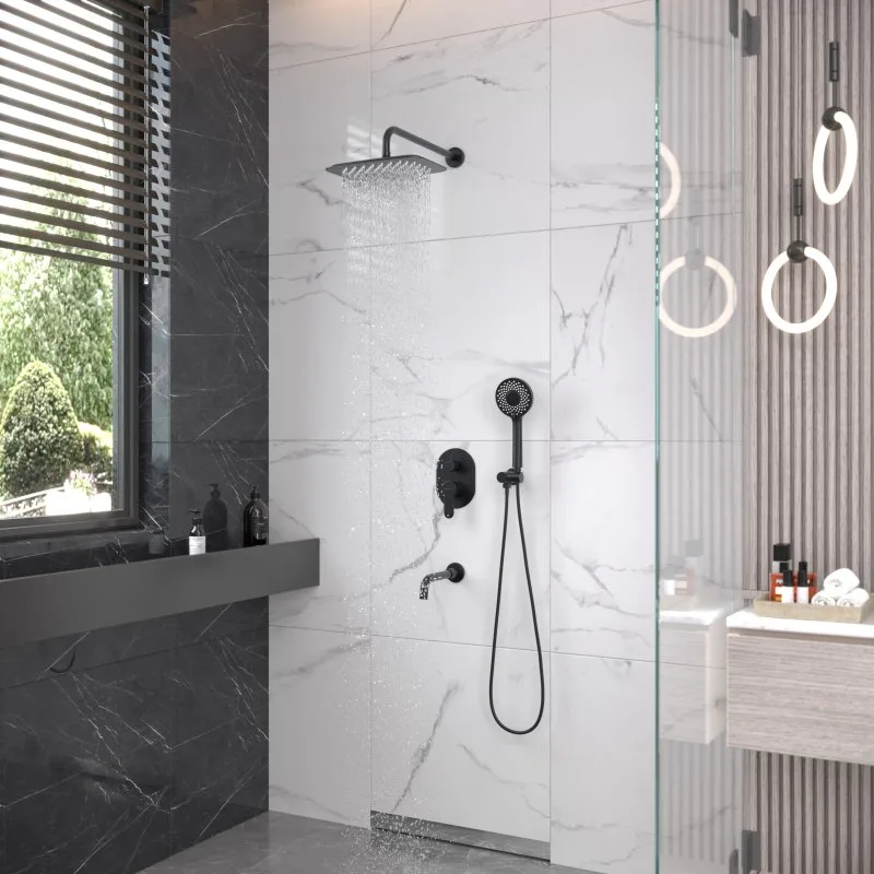Душевой комплект Berges Ventas 3O 073010, С ВНУТРЕННЕЙ ЧАСТЬЮ, черный матовый Sancos — официальный сайт