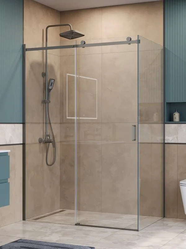 Душевой уголок BelBagno Soft Close-2 AH-1-150/100-C-GM профиль оружейная сталь Sancos — официальный сайт
