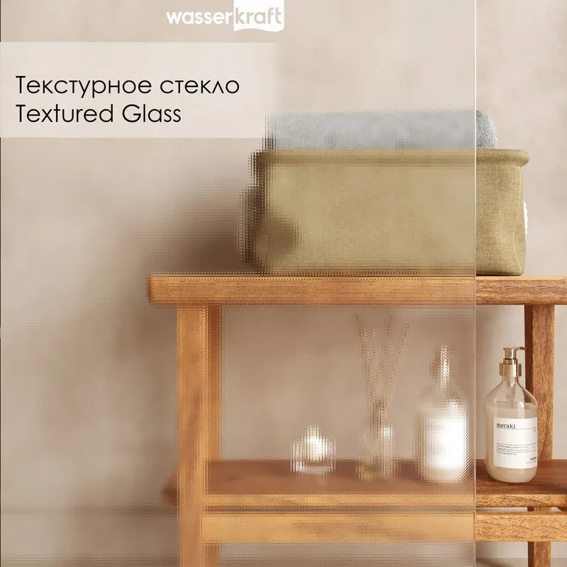 Душевая перегородка Wasserkraft Rur 30W 90 см, профиль матовый черный, стекло текстурное Sancos — официальный сайт