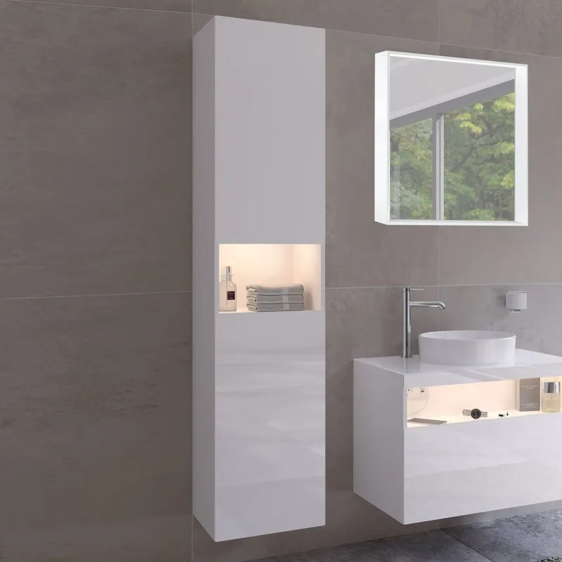 Шкаф-пенал для ванной Keuco Stageline 32831 L, белый, с подсветкой Sancos — официальный сайт