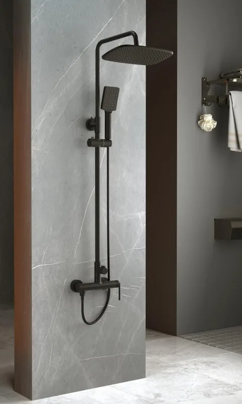 Душевая стойка BelBagno Acqua ACQUA-DOCM-NERO, черный матовый Sancos — официальный сайт