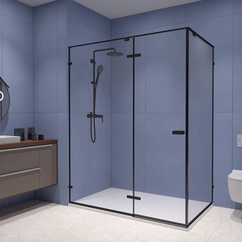 Душевой уголок RGW Stilvoll SV-040 100х90 профиль черный, стекло прозрачное Sancos — официальный сайт