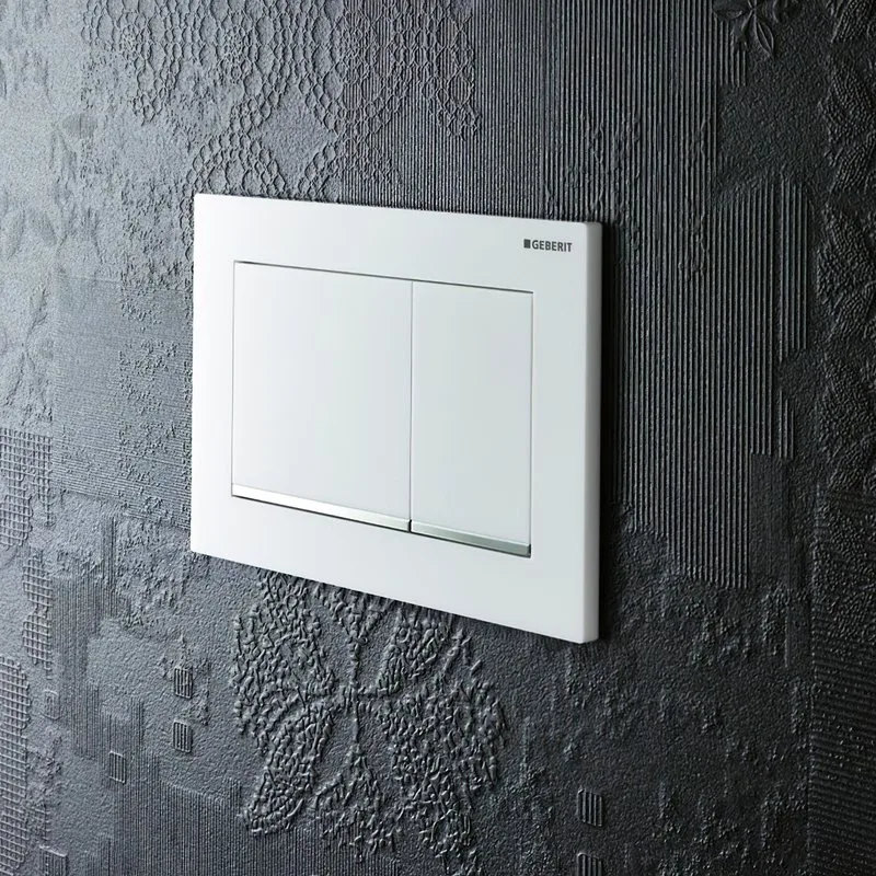 Кнопка смыва Geberit Omega 30 115.080.KJ.1 белая, хром Sancos — официальный сайт