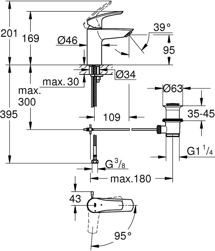 Смеситель для раковины Grohe Eurosmart 32926003 Sancos — официальный сайт