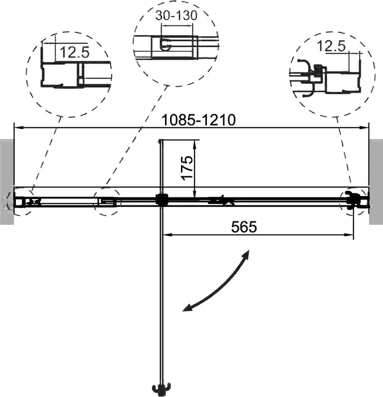 Душевая дверь в нишу Cezares Variante B 1 110/120 C Cr Sancos — официальный сайт