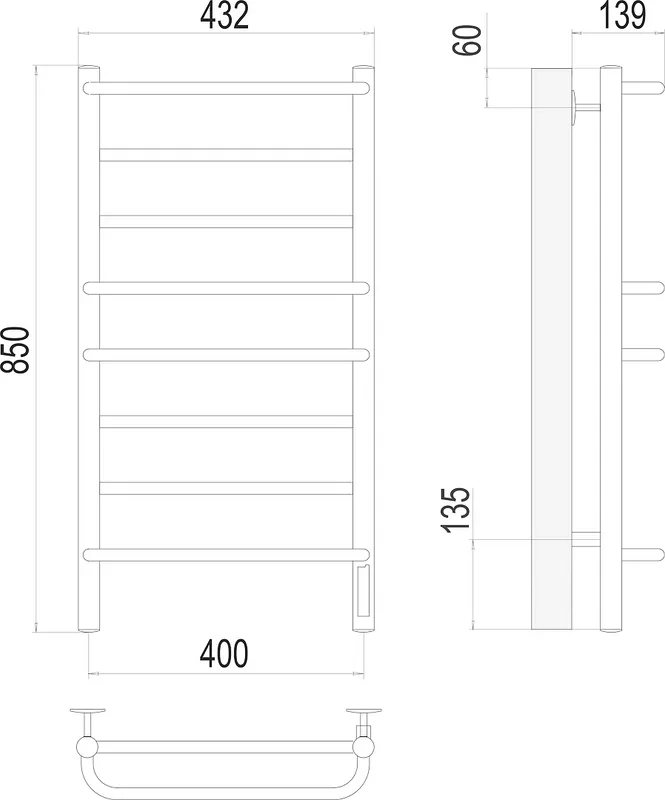 Полотенцесушитель электрический Terminus Евромикс П8 400x850 Sancos — официальный сайт