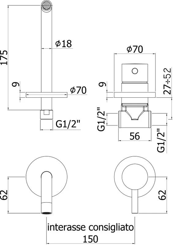 Смеситель для раковины Paffoni Light LIG006NO70 с ВНУТРЕННЕЙ ЧАСТЬЮ черный Sancos — официальный сайт