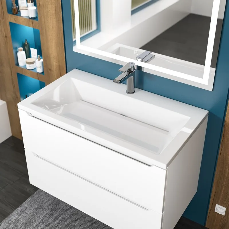 Мебельная раковина Uperwood Olivia 80 глянцевая белая Sancos — официальный сайт