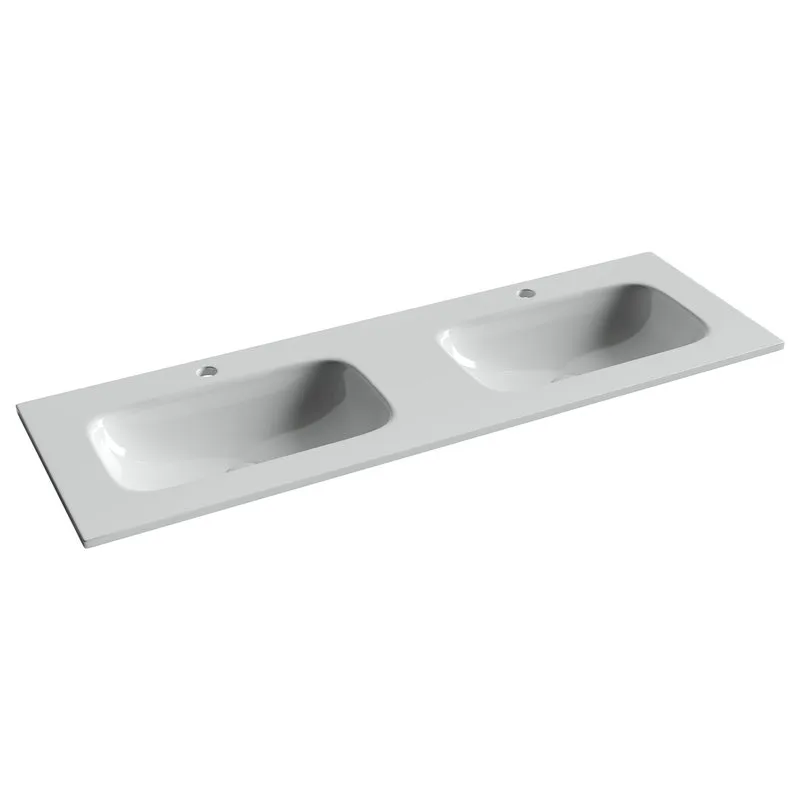 Мебельная раковина Ceramicanova Grace прямоугольная 141см с двумя чашами и отверстиями под смеситель Sancos — официальный сайт