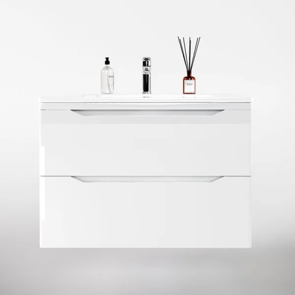 Тумба под раковину без столешницы Style Line Марелла 80 подвесная, антискрейтч, белый глянец