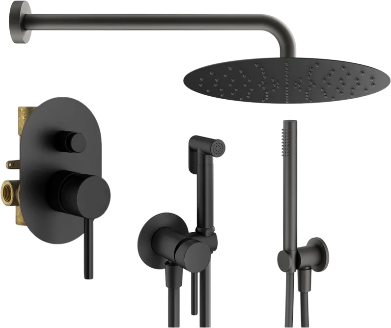 Комплект для ванной Plumberia Selection Ixo KITZXO15NO С ВНУТРЕННЕЙ ЧАСТЬЮ, черный матовый Sancos — официальный сайт