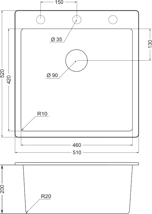 Мойка кухонная Emar Quartz EMQ-1510.Q Оникс Sancos — официальный сайт