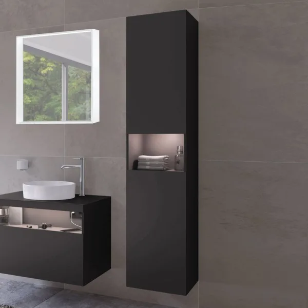 Шкаф-пенал для ванной Keuco Stageline 32831 R, вулканит, с подсветкой Sancos — Оригинал