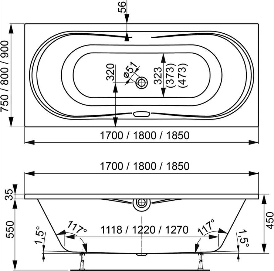 Акриловая ванна Vagnerplast Briana VPBA170BRI2X-04 без опоры 170x75 см, пристенная, ультрабелая Sancos — официальный сайт