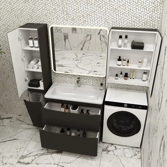 Шкаф над стиральной машиной Style Line Бергамо Мини Люкс Plus 60 антискрейч черный